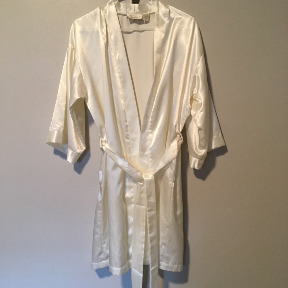 Vintage Satin Robe Victoria’s Secret Cream With Belt